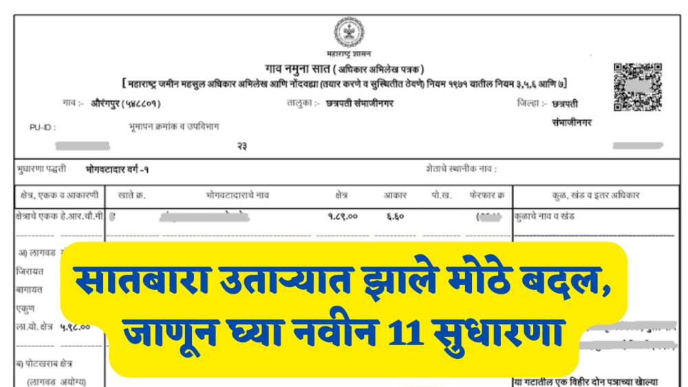 सातबारा उताऱ्यात 50 वर्षांनंतर मोठे बदल – जाणून घ्या नवीन 11 सुधारणा! - New 7/12 Land Record Updates