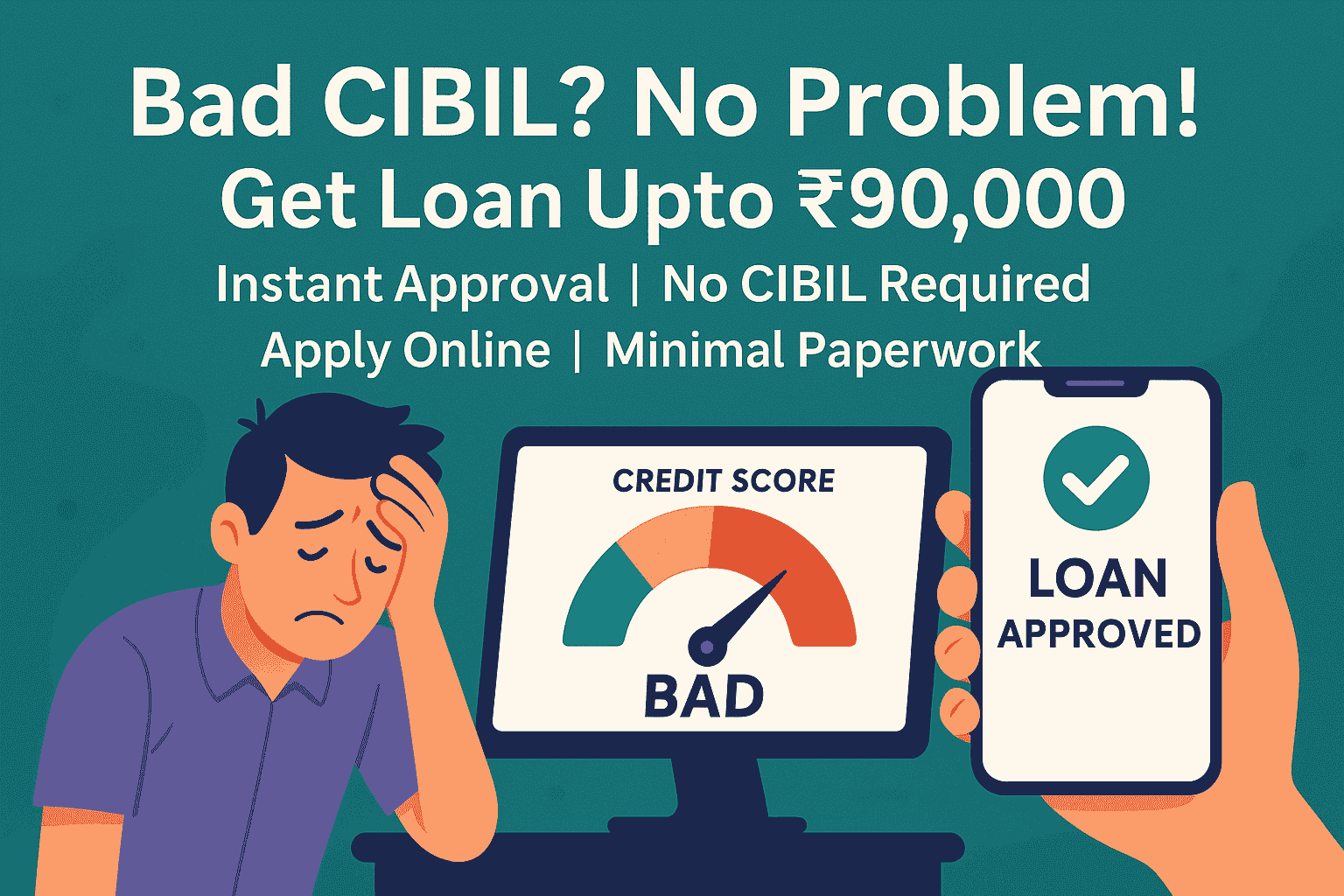 खराब CIBIL स्कोअर वर सुद्धा मिळेल 90 हजाराचे कर्ज; जाणून घ्या सरकारी app बद्दल - Bad CIBIL Loan Upto ₹90,000 | Instant Loan Without CIBIL Score