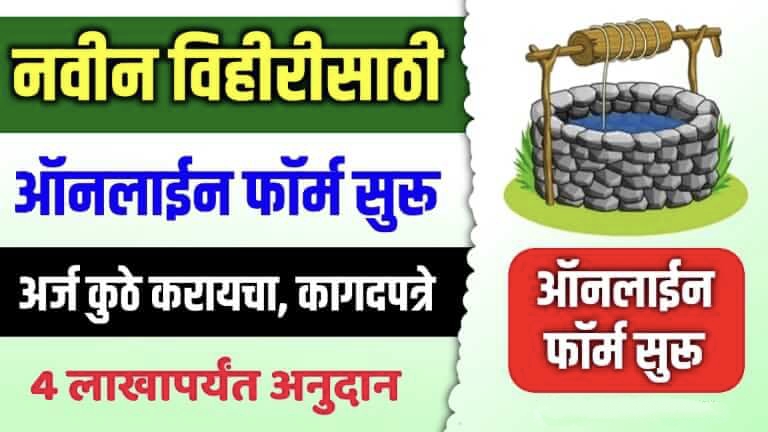 नवीन विहिरीसाठी महाराष्ट्र सरकारकडून 3 लाख रुपयांपर्यंत अनुदान – अर्ज प्रक्रिया, पात्रता आणि कागदपत्रांची संपूर्ण माहिती
