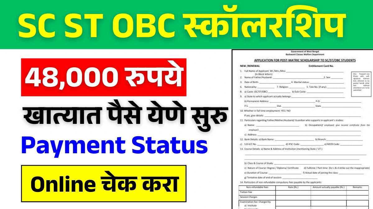 SC, ST, OBC विद्यार्थ्यांना सरकारकडून मिळत आहेत 48000 रुपये - SC ST OBC Scholarship Status
