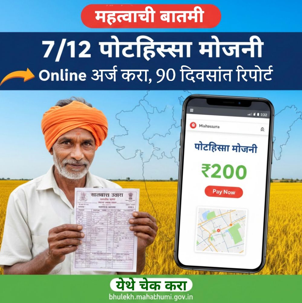 7/12 उताऱ्यावरील पोटहिस्सा मोजणी फक्त 200 रुपयांत; Online Land Survey साठी अर्ज करा, 90 दिवसांत मिळेल अधिकृत अहवाल