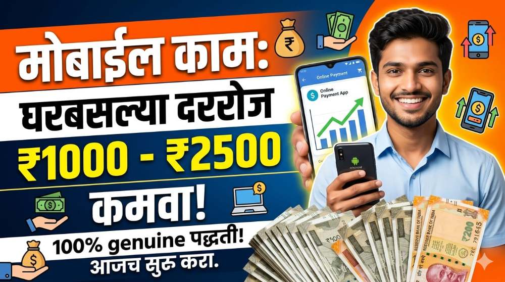 मोबाईलवर घरबसल्या काम करून दररोज 1000 ते 2500 रुपये कमवा – Best Online Earning Apps 2026