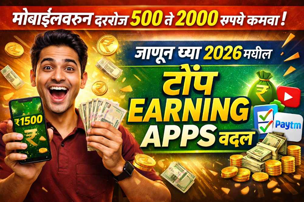 मोबाईलवरून दररोज 500 ते 2000 रुपये कमवा –  2026 मधील Best high earning apps