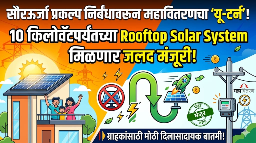 सौरऊर्जा प्रकल्प निर्बंधावरून महावितरणचा ‘यू-टर्न’, 10 किलोवॅटपर्यंतच्या Rooftop Solar System मिळणार जलद मंजुरी!