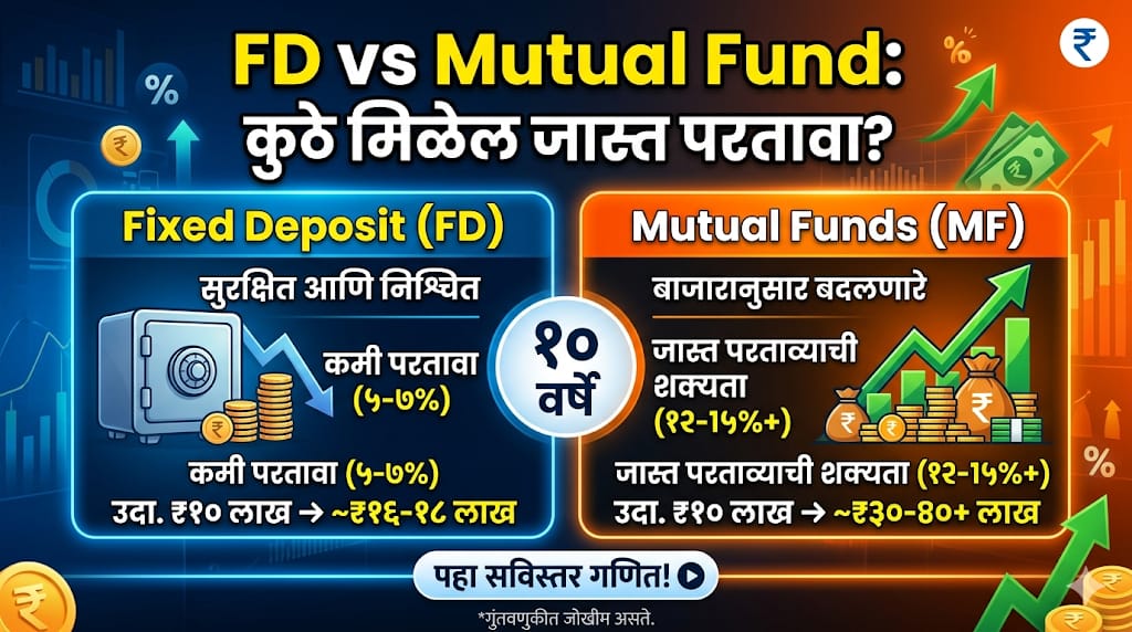 FD vs Mutual Fund: १० वर्षांसाठी १० लाख गुंतवल्यास कुठे मिळेल जास्त परतावा? पहा सविस्तर गणित!