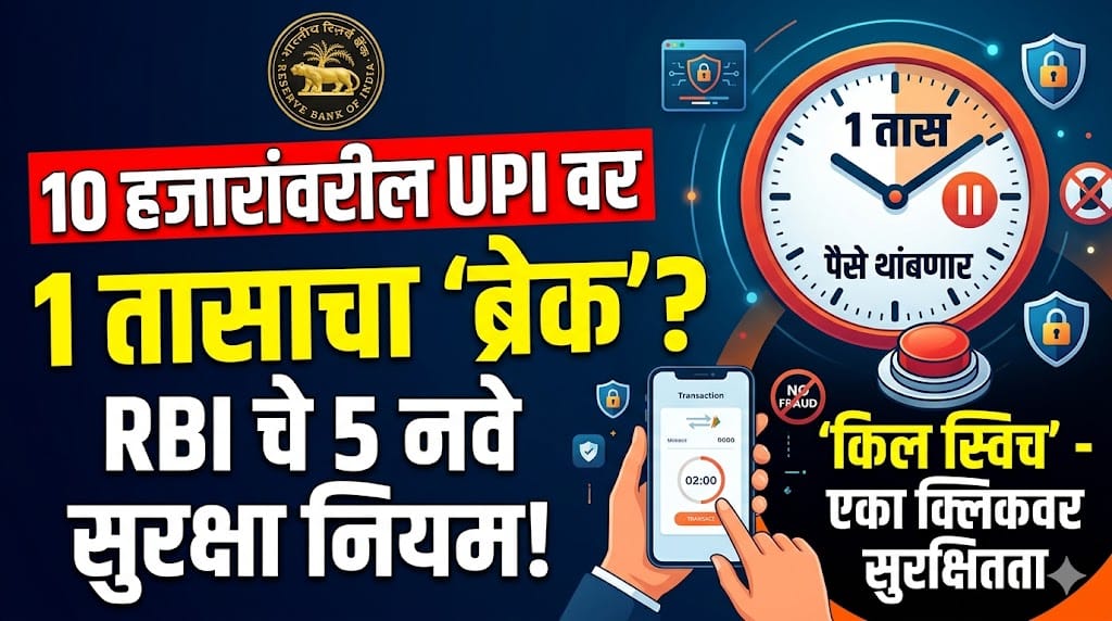 आता 10 हजारांवरील UPI पेमेंटसाठी एक तासाचा 'ब्रेक', फसवणूक रोखण्यासाठी RBI चे 5 नियम
