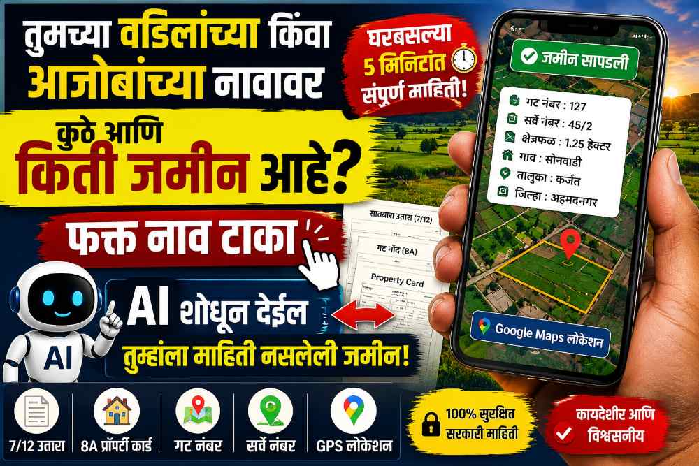 तुमच्या वडिलांच्या किंवा आजोबांच्या नावावर कुठे आणि किती जमीन आहे? फक्त नाव टाका, AI शोधून देईल तुम्हाला माहिती नसलेली जमीन