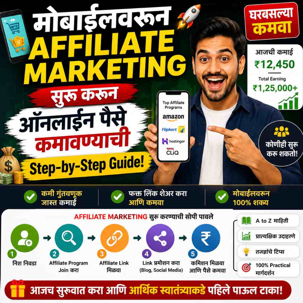 मोबाईलवरून Affiliate Marketing सुरू करून ऑनलाइन पैसे कमावण्याची Step-by-Step Guide!