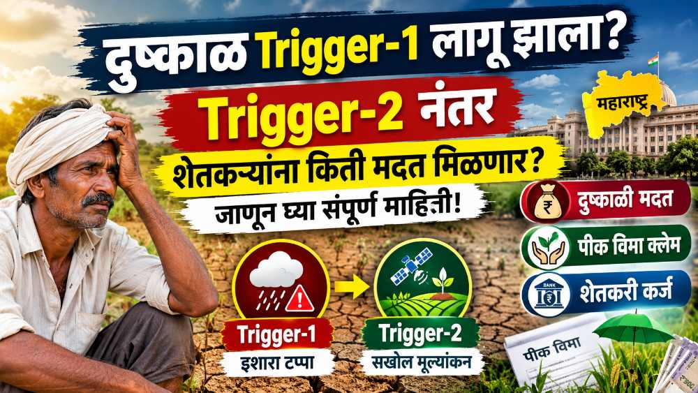 दुष्काळ Trigger-1 लागू झाला? Trigger-2 नंतर शेतकऱ्यांना किती मदत मिळणार? जाणून घ्या संपूर्ण माहिती!