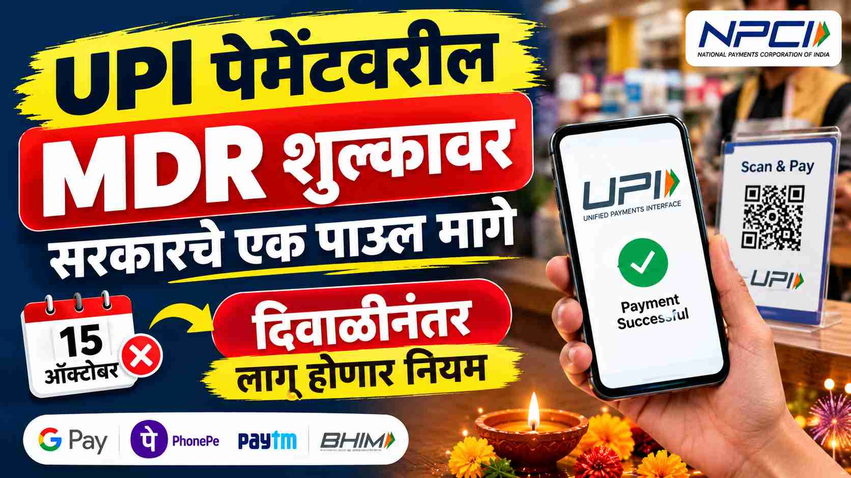 UPI पेमेंटबाबत मोठी अपडेट! 15 ऑक्टोबरचा नियम पुढे ढकलला; दुकानदार आणि ग्राहकांवर काय परिणाम होणार?